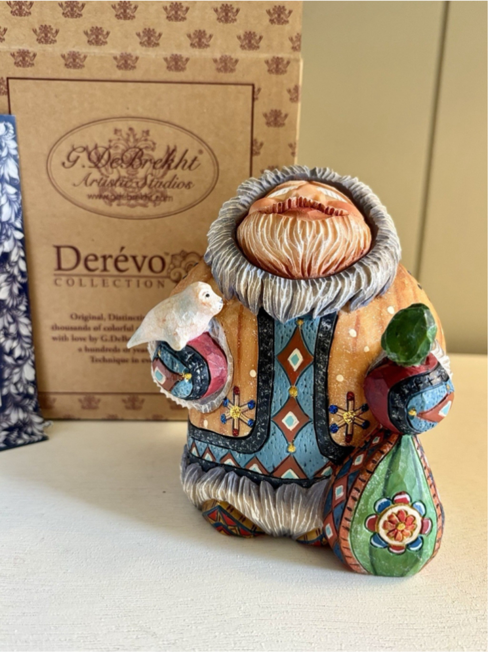 Rare G. DeBrekht Northern Lights Gazing Santa Carved 26/900 LE Hand Painted